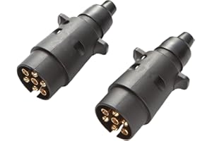 Feuunly 2 Piezas x Enchufe de Remolque de 7 Pines Macho, 12V Impermeable Conector Remolque 7 Pines, Conector Enchufe de Remolque para Camión RV Caravana (Botas Caucho)