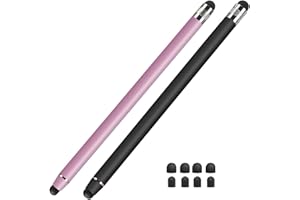 Lamkrtlp Tablet Pen, 2 Pack Touchscreen Pen 2 in 1 Rubber Stylus Touch Pen for iPhone iPad Pro Mini Samsung Galaxy Surface Huawei Lenovo etc. (Black + Rose Gold)