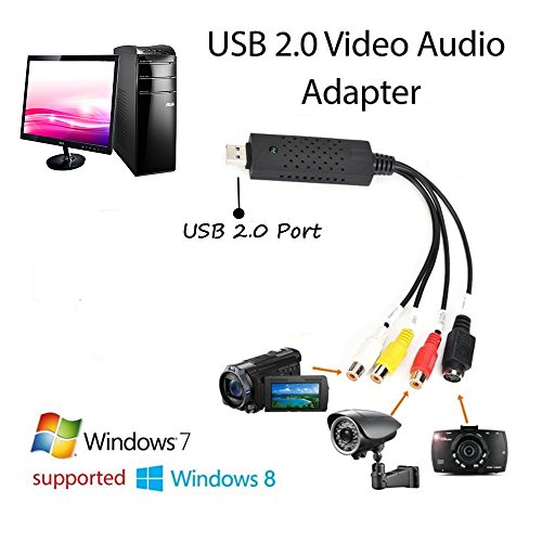 ranipobo DVD DVR Chip Video Capture USB 2.0 Konverter Adapter Kabel mit Stereo Audio HDTV VHS DVD RCA S-Video Eingang für PC Laptop - 4
