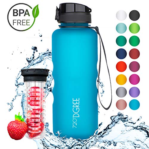 720°DGREE Bottiglia Acqua uberBottle - 1500ml, Blu | Borraccia Sportivo Prova di Perdite | Senza BPA, BPS | 1-Click Apertura | Bambini, Scuola, Campus, Ufficio | Il Modo Sano per Bere d'Acqua