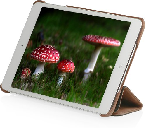 StilGut Couverture Case, Tasche aus feinstem Leder für das Apple iPad mini unterstützt Smart-Cover Funktion, Cognac Vintage - 3