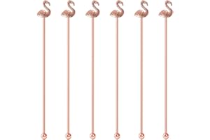 BAMI-LEE HOUSE 6Pcs Stainless Steel Flamingo Drink Stirrers Coffee Beverage Stirrers Swizzle Stick Stirrer Reusable Fit for Mixing Cocktail, Whiskey Hot Cocoa,Creamer