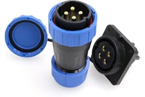 DRRI TY28 Back Nut 4-Pin No Soldering Screw Connection IP68 Square Panel Mount 45A Male Plug Female Socket Power Circular Waterproof Connector