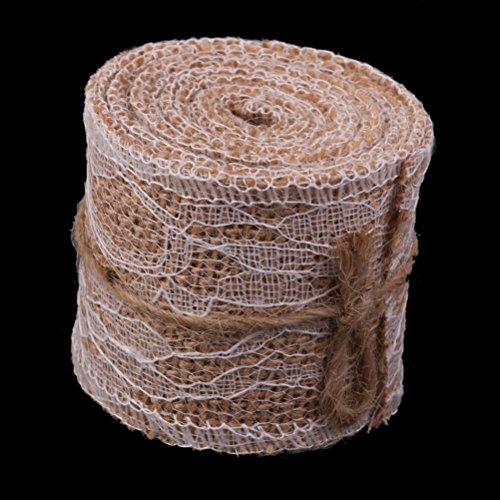 Pixnor 2M Jute-Band mit Spitzen für DIY Handwerk Home Hochzeitsdekoration (braun) - 8