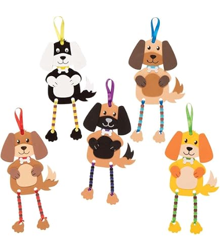 Baker Ross Mix-und-Match Hunde-Schlüsselanhänger Bastelset – 8er Pack, Aus Schaumstoff | Kreatives DIY Für Kinder Ab 3 Jahren, Mit Aufklebern Und Ringen