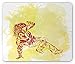 Produktbild Rapper Mouse Pad, Girl Street Dancer Breaking Performing on Grunge Watercolor Style Background, Standard Size Rectangle Non-Slip Rubber Mousepad, Vermilion Yellow