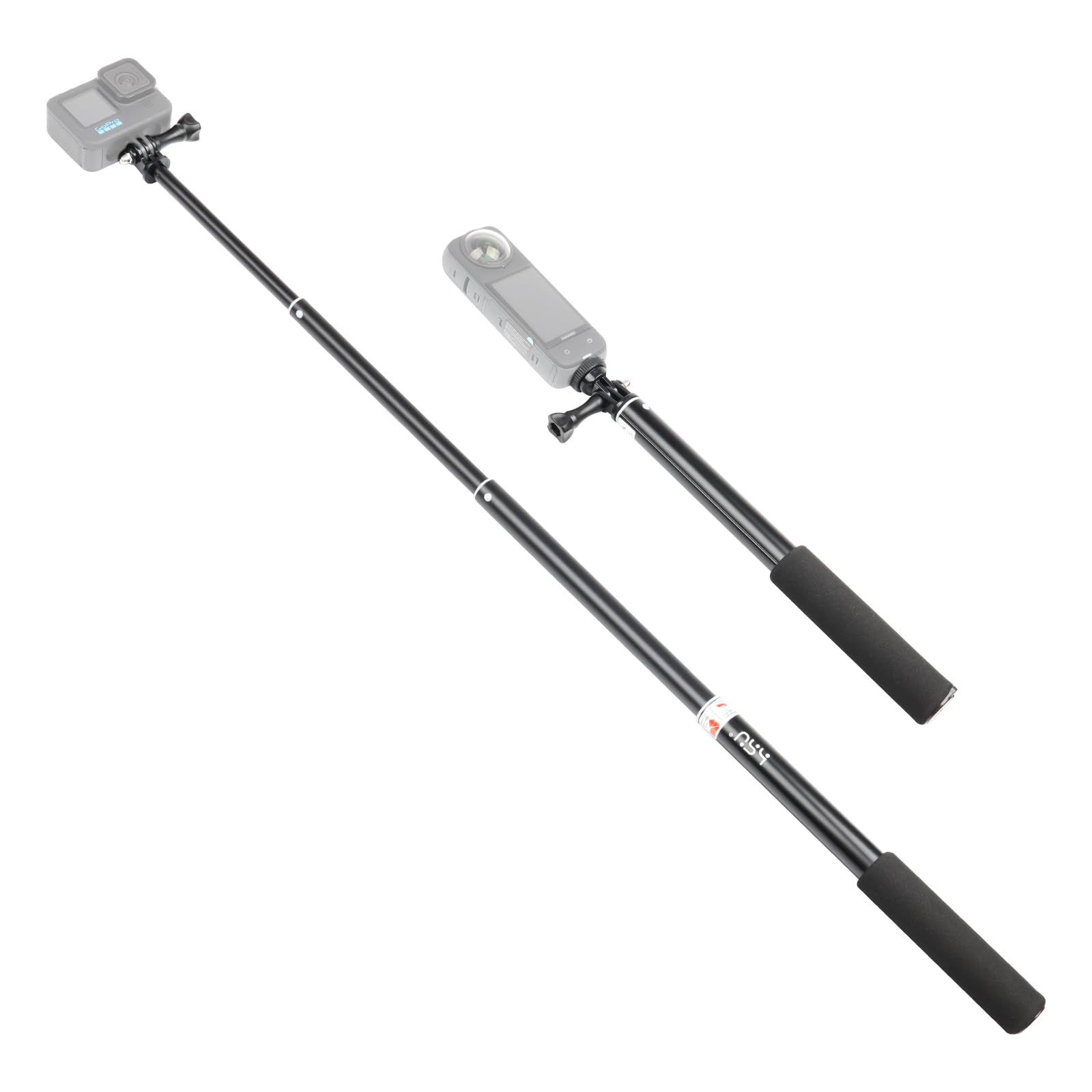 HOJI Extendable Selfie Stick for Action Camera, Waterproof Hand Grip for GoPro Hero 13/12/11/10/9/8/7, Handheld Monopod 11.8" to 36.2" for Cell Phones AKASO Insta360 X4 X3 and Other Action Cameras