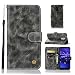 Produktbild 2× Flip Handy Schutzhülle für Huawei Mate20 lite, Stoßfest Weich PU Leder Damen Herren Karten Magnet Stand Halter Farbdruck Brieftasche Klappetui (Grau+Schwarz)