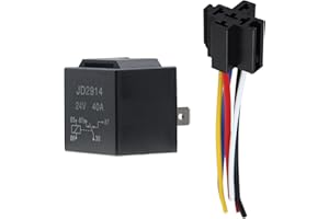 AUKENIEN Relais Voiture 24V 5 Broches Auto SPDT JD2914 Relay 40A avec Faisceau de Câble Coloré pour Moto Camion Bateau Paquet de 1