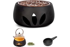 Riisoyu Fornello per teiera in porcellana, fornello in ceramica per teiera, la parete ad anello è cava, design intagliato per riscaldare tè e caffè