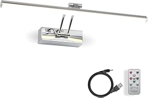 HOWMZON Wireless Picture Light, Battery Picture Light,16”Art Light for Paintings with Remote, Rechargeable Display Lamp for Wall Sconce,Galary,Artwork,Dartboard,Portrait (Chrome