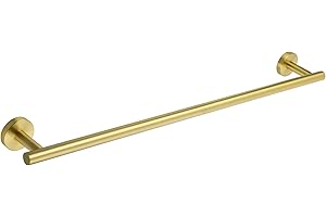 SAYAYO Towel Rail Wall Mounted Bathroom Hand Towel Holder Brushed Gold 60CM/24-Inch SUS304 Stainless Steel Heavy Duty for Kitchen, Round Style