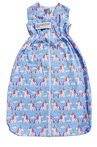 Preisvergleich Produktbild BOMIO Schlafsack Baby Frühjahr und Sommer / Baby- und Kleinkinder-Schlafsack / sicherer komfortabler Schlaf / 100% Baumwolle Oeko-Tex zertifiziert / Einhorn blau Größe 90 cm