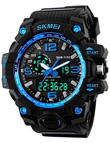 Mnner Jungen Analog Digital Armbanduhr Sportuhr Casual Wasserdichte Militr Uhr Dual Zifferblatt Groes Gesicht Wecker Datum Kalender Alarm Tactical Watch LED Stofest fr Herren Uhren Blau Mnner Jungen Analog Digital Armbanduhr Sportuhr Casual Wasserdichte Militr Uhr Dual Zifferblatt Groes Gesicht Wecker Datum Kalender Alarm Tactical Watch LED Stofest fr Herren Uhren Blau