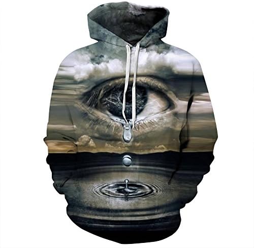 OYABEAUTYE Galaxy Pullover Jumpers Unisex Men Realistic 3d Prints Breathable Hooded Hoodie Sweatshirt(XX-Large/XXX-Large,Water)