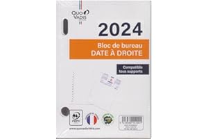 ABL Quo Vadis - BLOC DE BUREAU - Bloc DATE A DROITE - Janvier 2024 à Décembre 2024 - Dimension 12 x 8,3 cm - Compatible Tous Supports (Exacompta, Oberthur, Quo vadis, Lecas, etc.)
