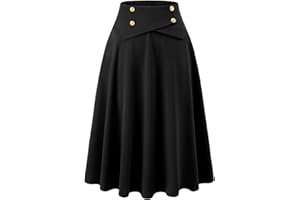 Rock Damen midilang Vintage A-Linie Röcke Tellerrock Basic Casual Rock Hohe Taille Freizeitrock mit Taschen