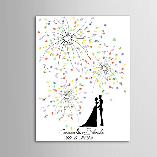 Takalao Personalisierte Fingerabdruck Malerei Leinwand Drucke-Gästebuch Signatur Fingerabdruck – unter dem Feuerwerk Hand zeichnen , Standard , 60*80 - 3