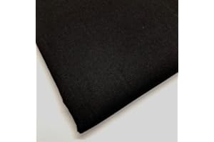 JRI 100% Cotton Plain Fabric – 60 Inch Wide 150cm Wide 150GSM Material – for Sewing, Quilting, Curtain Linings, Dressmaking, Pillowcases & Totes – 10 Colors (Black, 2 Metre)