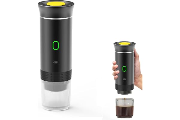 Eznaobo Machine à Cafe Portable, 3 En 1 Machine à expresso électrique portable, 12V Expresso Cafetière Rechargeable, Pour Bureau, voyage, Maison,compatible avec Capsules K-Cup et café moulu (black)