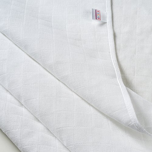Mullwindeln / Spucktücher – 10er Pack, 80×80 cm, weiß | PREMIUM QUALITÄT – schadstoffgeprüft, doppelt gewebt, ÖKO-TEX zertifiziert, verstärkte Umrandung, kochfest | Stoffwindeln & Mulltücher fürs Baby - 6