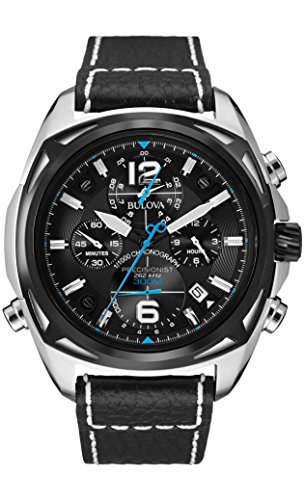 Bulova Precisionist Men's Quartz Watch with Black Dial Analogue Display and Black Leather Strap 98B226