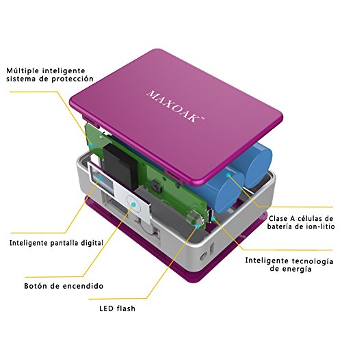 MAXOAK Mini Bater a Externa 5200mAh Cargador Port til para Smartphone iPhone Samsung HTC Moto y M s con LED Iluminaci n y LED Muestra el restante bater a Morado reviews MAXOAK Mini Bater a Externa 5200mAh Cargador Port til para Smartphone iPhone Samsung HTC Moto y M s con LED Iluminaci n y LED Muestra el restante bater a Morado