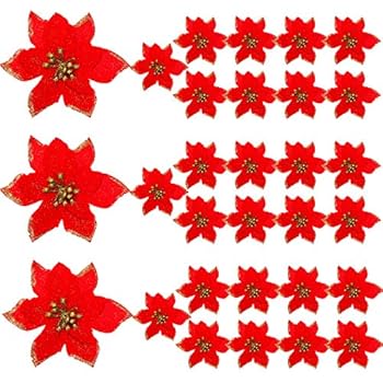 6pcs Paillettes Artificielles Fleur De Noel Décorations