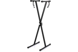 Shoze Keyboardständer Doppelstrebig Keyboard Ständer verstellbar Klappbar Zerlegbar Stabil mit Sicherungslaschen 49cm bis 97 cm (Horizontal bar)