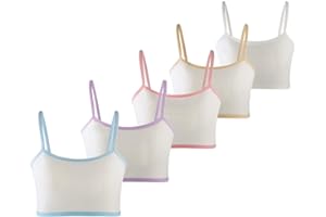 MANJIAMEI 5er Pack Trainings-BH für Mädchen 8-14 Jahre Baumwolle Cami Crop Top Sport-BHS für Kinder