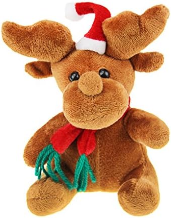 BXT Elk Plush Toy Doll Toy Christmas Ornaments Festival Party Xmas Decoration Cute Sitting Doll Plush Toy Reindeer with Scarf and Christmas Hat for Kids Babies with Free Drawstring Bag
