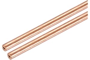 sourcing map Tubo redondo de cobre, 3 mm de diámetro exterior x 1 mm de grosor de pared x 200 mm de longitud, tubo de cobre puro sin costuras, tubo recto de metal para manualidades, construcción