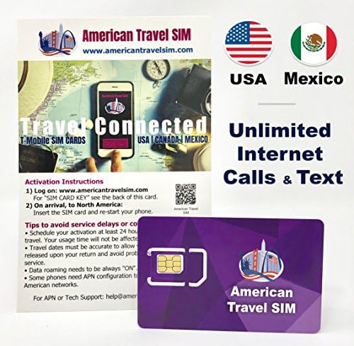 Prepaid Sim Card - USA and Mexico, Unlimited Internet Data, Calls and Texts (30 Days)