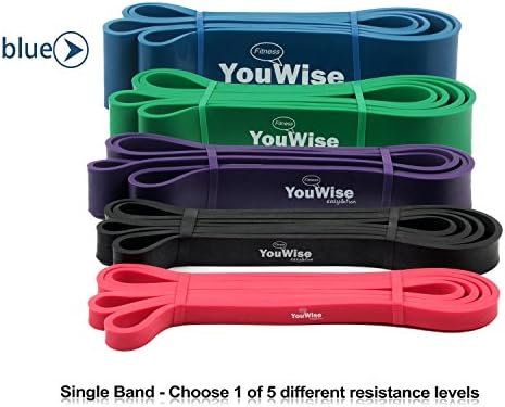 Pull Up Assist Band-YouWise Heave Duty Stretch Resistance Band, Mobility,Powerlifting Band Bonus eBook -Multi Choice: Single Band or one Set (Blue)