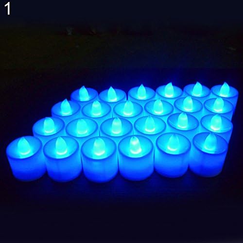 YAeshi 24Pcs Smart Flameless LED Candles Light Lamp Tealights for Wedding Bathroom (Blue)