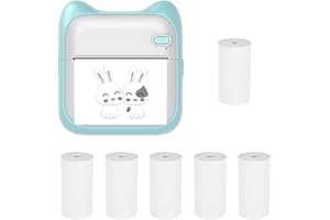 Bisofice Mini Impresora de Fotos de Bolsillo Máquina de impresión térmica portátil Conexión BT inalámbrica de 203 PPP para Etiqueta de Imagen Lista de Manualidades DIY Meno Notas Diario