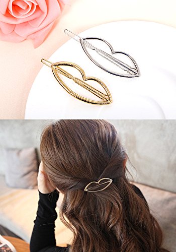 CINEEN 8 Stück Stilvoll Haarspange Metall Feder Blatt Haarklammern Dreieck Mond Geometrische Haarschmuck Kopfschmuck Haar Zubehör Gold und Silber - 2
