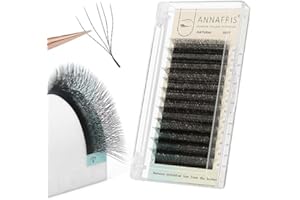 ANNAFRIS Extensión de Pestañas 5D W 0.07mm C Curl 9-13mm Pelo a Pelo Pestañas Prefabricadas Fan Lash Volumen Ruso Pestañas（0.07,C,9-13mm)