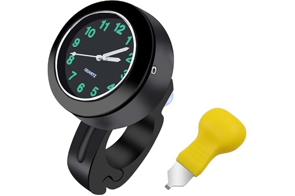 Tulov Montre moto avec ouvre-batterie, noir, diamètre 22-25 mm, étanche, lumineux, pour guidon, montre, moto, véhicules électriques