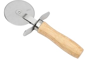 iTimo Roulette à pizza ronde en acier inoxydable avec manche en bois