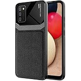Aksesuarcim Samsung Galaxy A02S ile Uyumlu Silikon Kılıf Deri G&ouml;r&uuml;n&uuml;m İnce Tarz Kapak Emiks Siyah