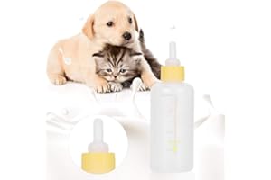 HFFHEER Pssopp 6 STÜCKE Haustier Kätzchen Babyflasche Flasche Spritze Schnuller Neugeborenen Haustier Kleine Hund Katze Flüssige Fütterung Liefert 60 ml mit Ersatznippel(Gelb)