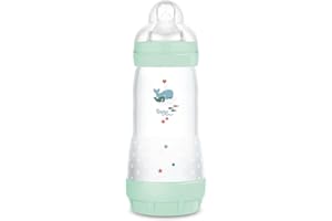 MAM Biberon Easy Start 320 ml, Biberon anticolica per allattamento misto, Riduce le bolle d'aria e il rischio di coliche, Accessori neonati 4+ mesi autosterilizzanti e con tettarella misura 3, Verde