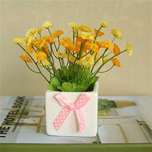 Jhyflower Simulation flower mini potted crock pot home decor artificial flowers small ornaments, yellow mini models