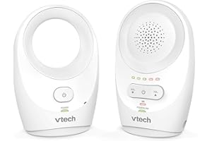 VTech BM1120 Monitor Audio per Bambini, trasmissione sonora chiara e sicura, lunga portata, display LED a 5 livelli per il volume, clip da cintura, batterie ricaricabili