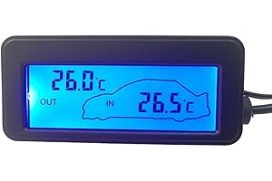 RANRAO Car Thermometer Inside Outside, Digital Thermometer Car Thermometer Sensitivity 12v Digital Backlight LCD Display Car Inside And Outside