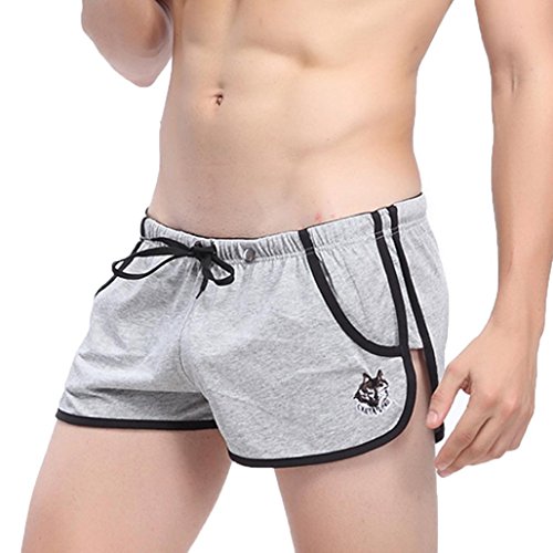 YUYOUG Boxer Hommes, sous-vêtements pour Hommes Running Pocket Shorts Boxers Slip Respirant Slips (L, Gray)