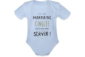 Spreadshirt J'Ai Une Marraine Cinglée Cadeau Marraine Humour Famille Body Bébé Bio Manches Courtes