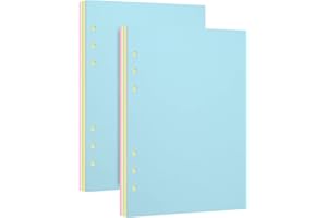 luvtree Lot de 2 paquets de feuilles de recharge vierges A5, pages colorées pour classeur A5 rechargeable à 6 anneaux, inserts de recharge perforés à 6 trous (chacun contient 50 feuilles/100 pages)