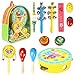 Produktbild CRZKO Musikinstrumente Kinder, 15 Stücke Holz Percussion Set Percussion Percussion Rhythmus Spielzeug Kleinkinder Instrument Set für Kinder und Baby mit Schultasche, Zufällige Farbprobe